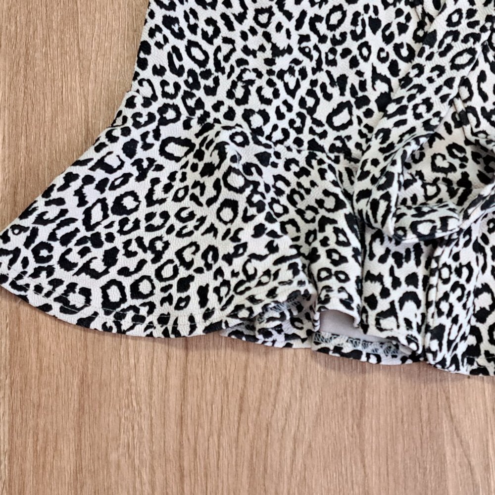Nasty Gal Ruffle Hem Leopard Mini Skirt Size 10 NWT - Picture 5 of 10